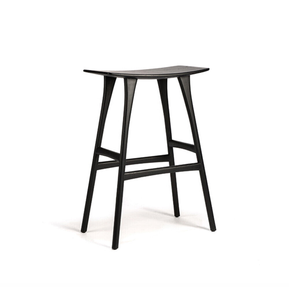 Ethnicraft - Tabouret de bar Osso black - Chêne verni noir - H80