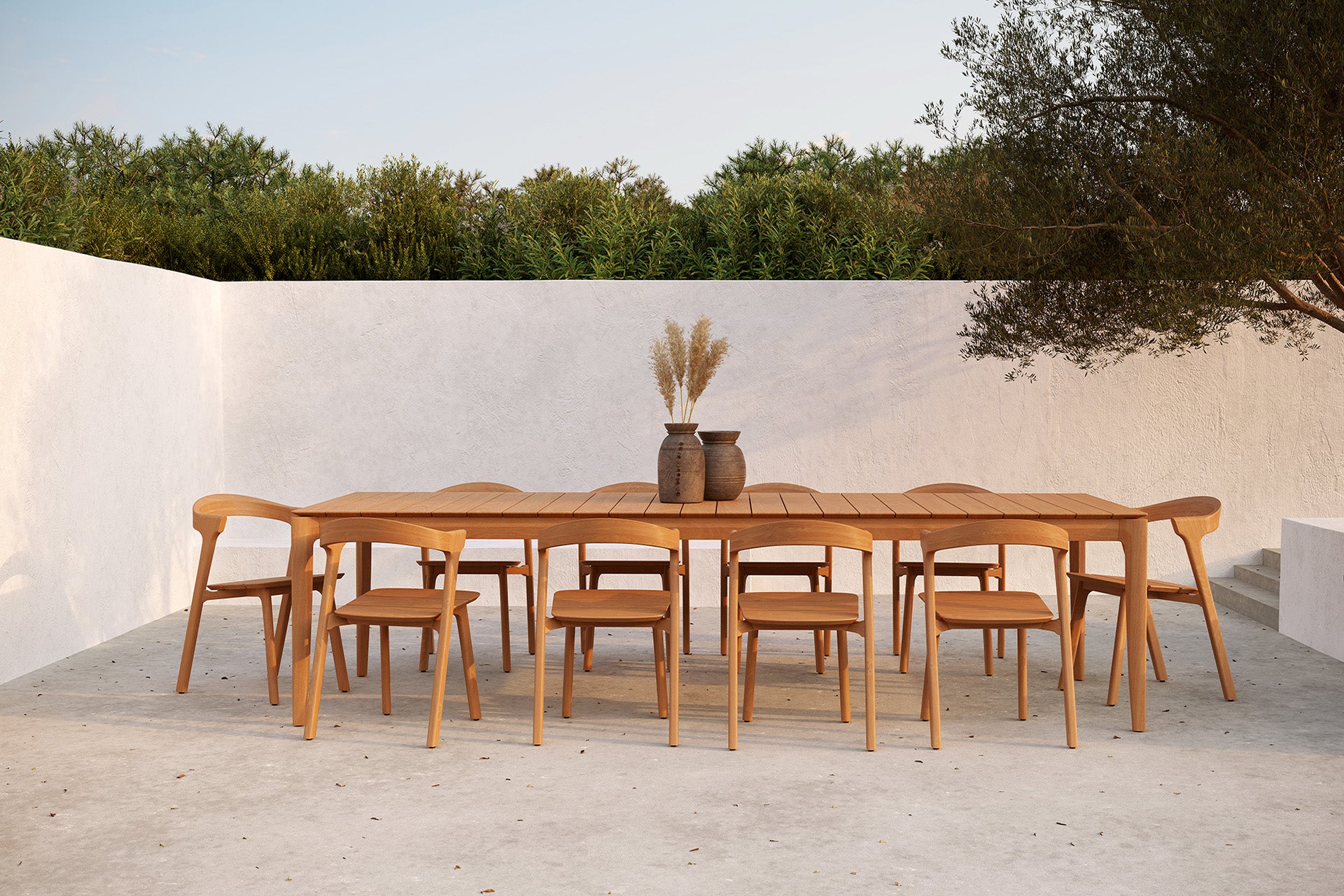 Ethnicraft - Outdoor - Table Bok - Teck massif rainuré - 300x110x76
