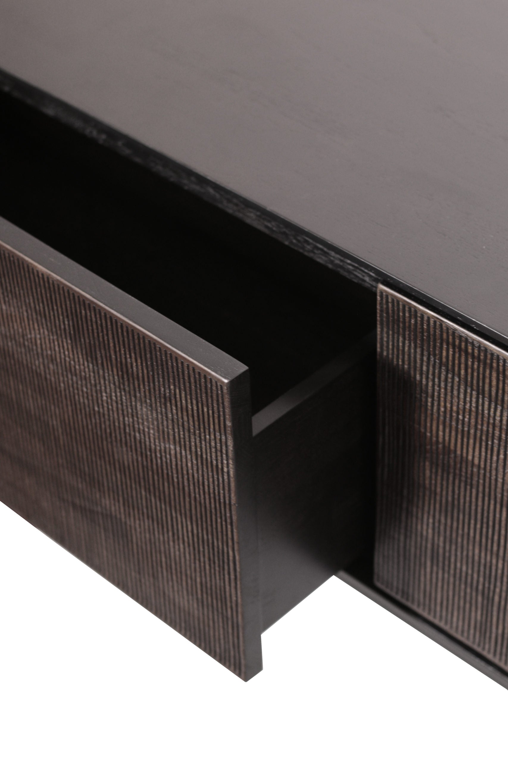 Ethnicraft - Meuble TV Grooves - Teck - L.242 X 45 x H.53 - 1 abattant 2 tiroirs