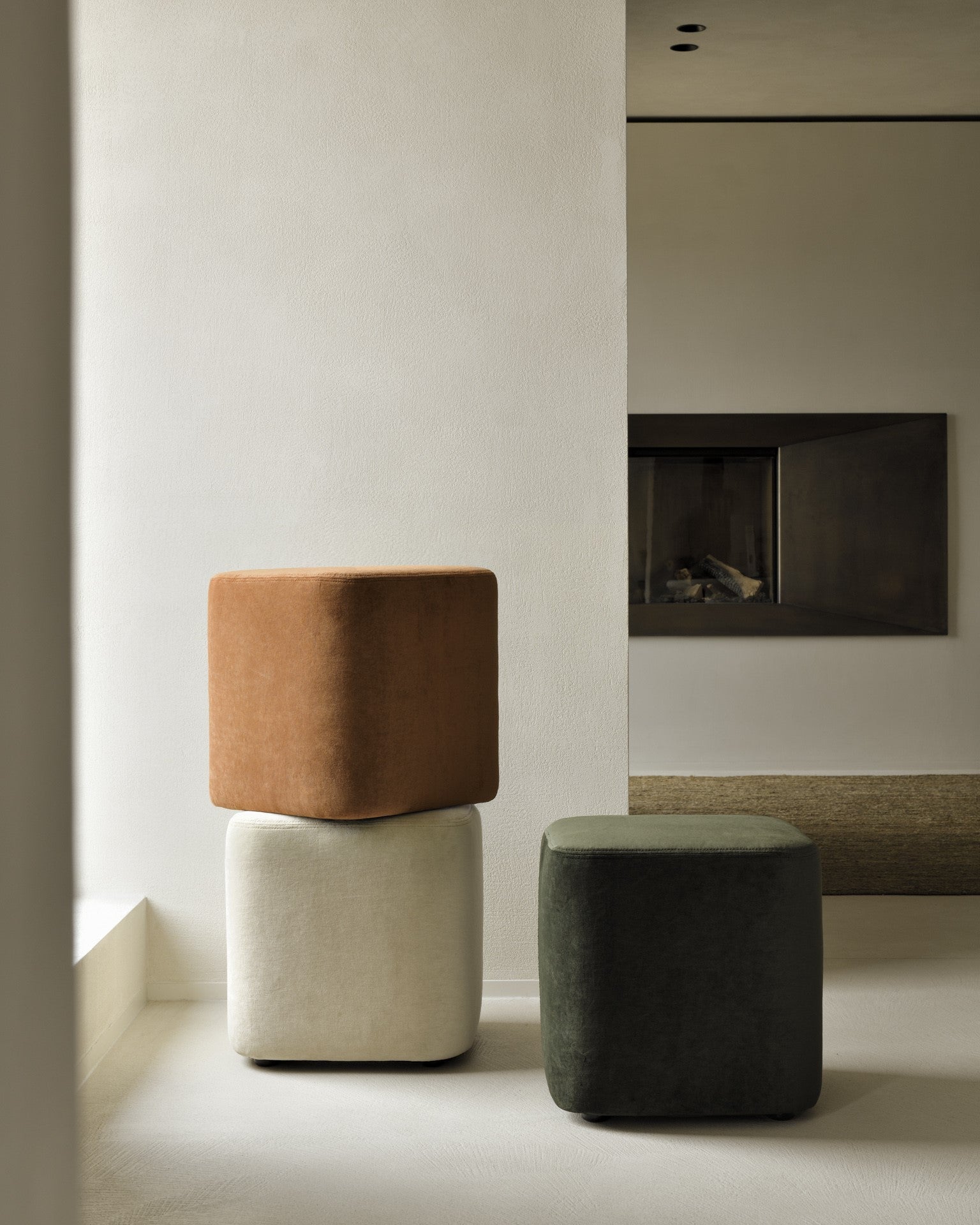 Ethnicraft - Pouf Cube (Sand, Forest, Cinnamon) - 40 x 40 x H40