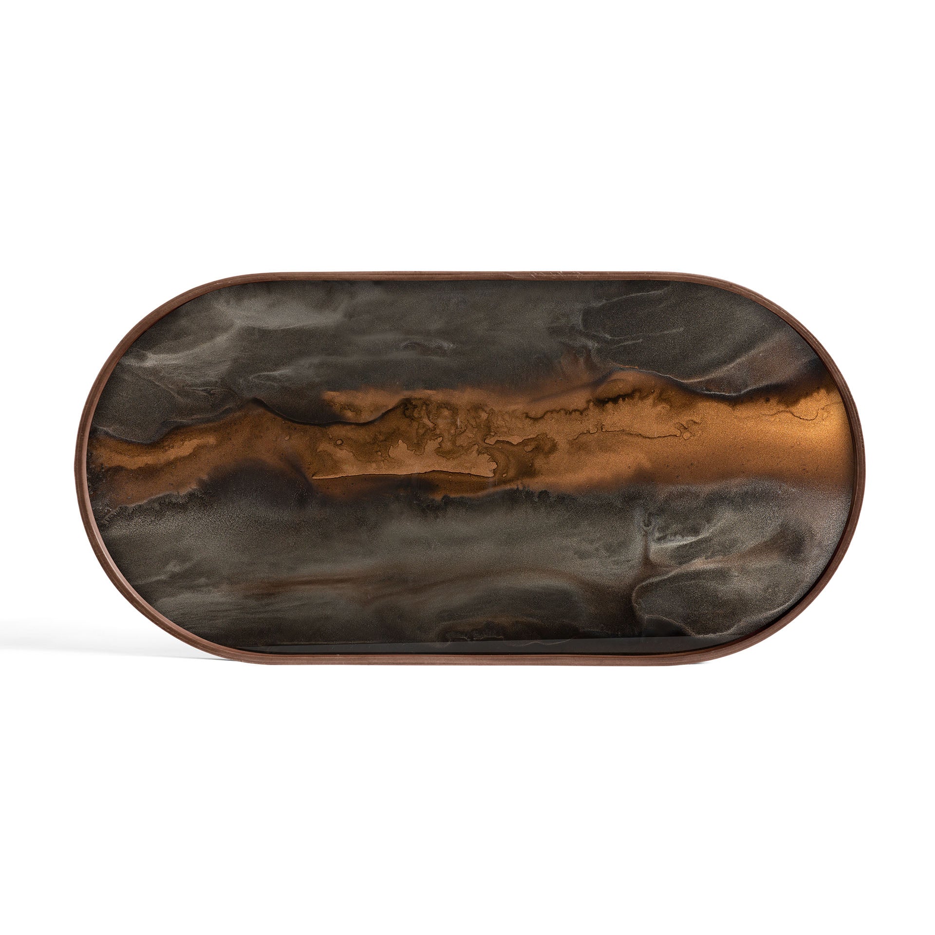 Ethnicraft - Plateau oblong en verre - Organic Bronze- taille M - 71 x 36 x H3