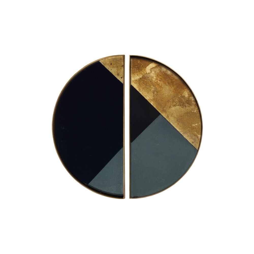 Ethnicraft - Plateaux "vide-poche" demi-rond en verre - Geometric - set de 2 - 15 x 30 x H3