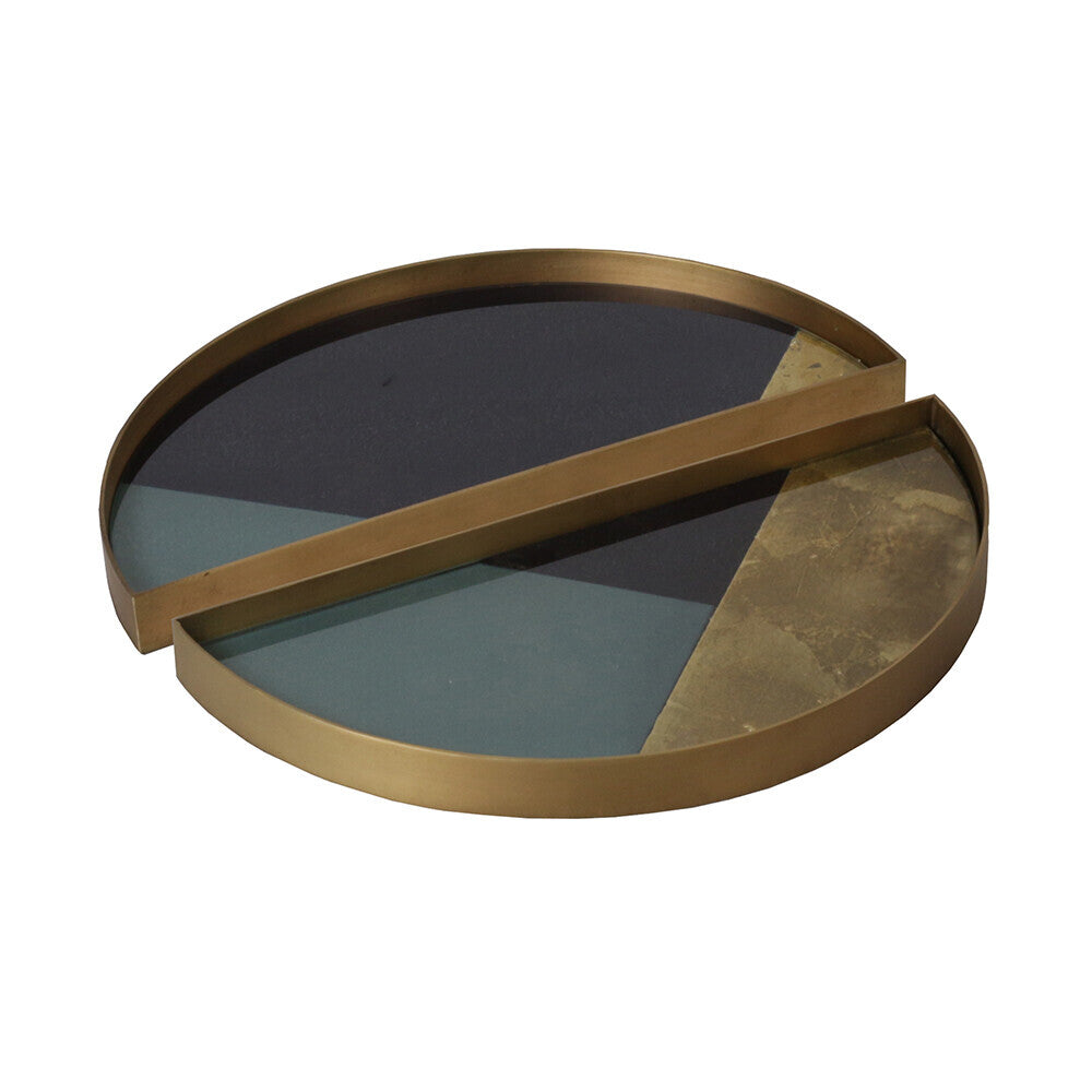 Ethnicraft - Plateaux "vide-poche" demi-rond en verre - Geometric - set de 2 - 15 x 30 x H3