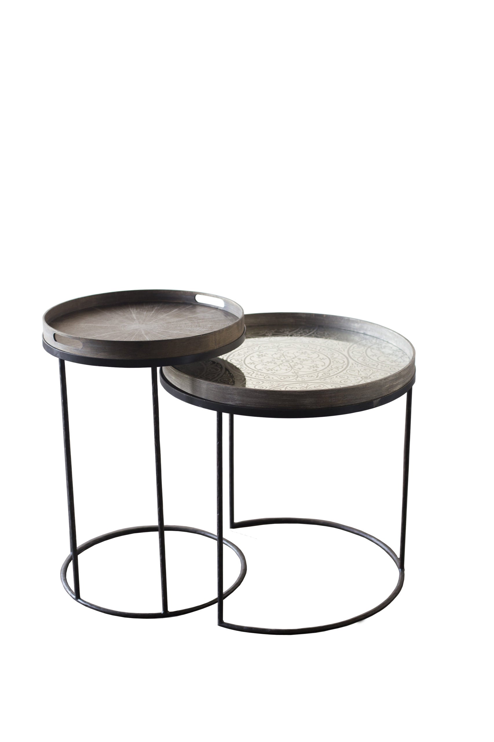 Ethnicraft - Set de 2 tables d'appoint rondes S/L