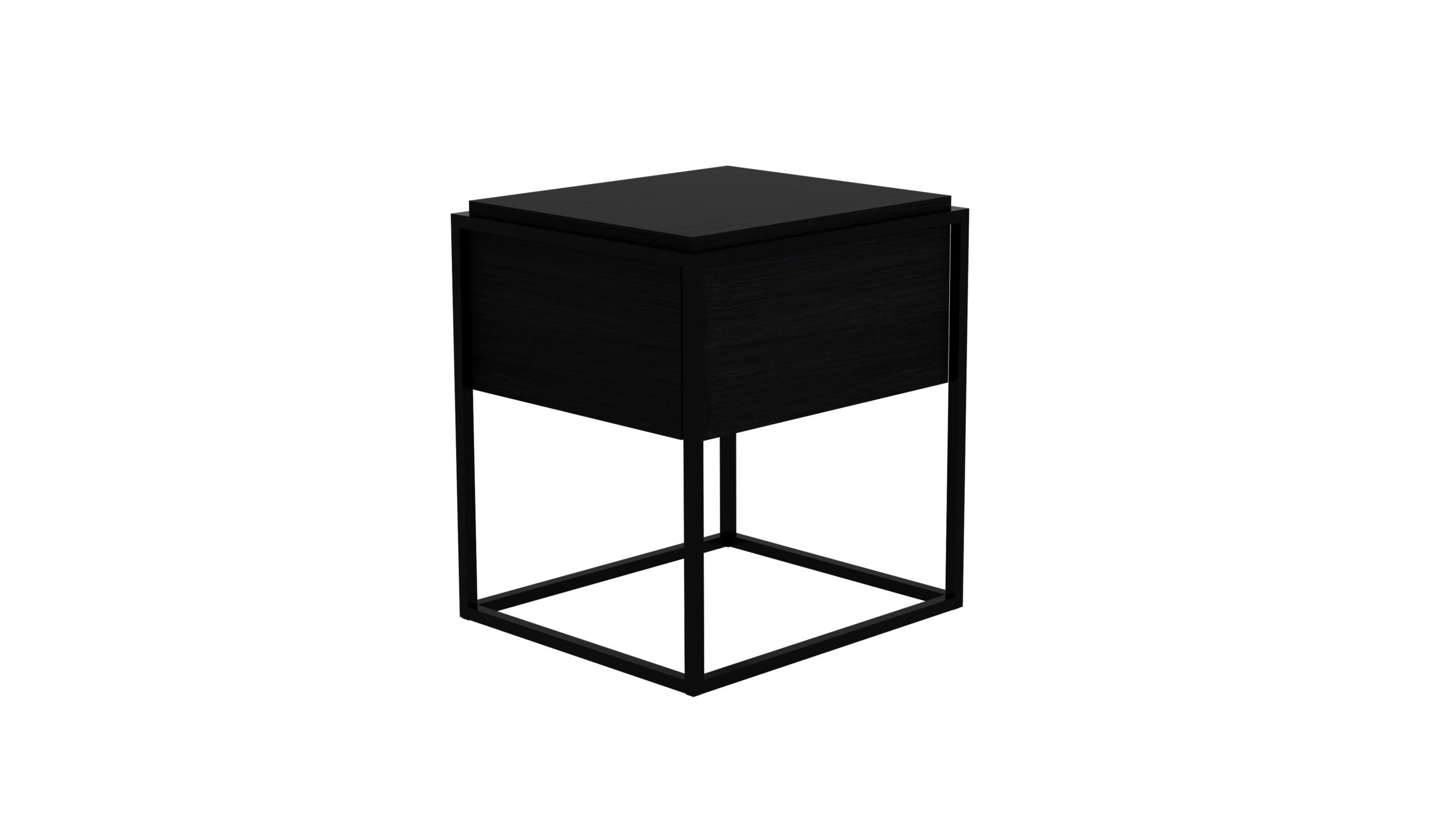 Ethnicraft - Table de chevet Monolit - Chêne noir - 48 x 48 x H51