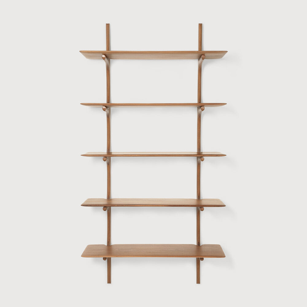 Ethnicraft - Bibliothèque murale PI - Acajou - 5 niveaux - 100 x 35 x 196