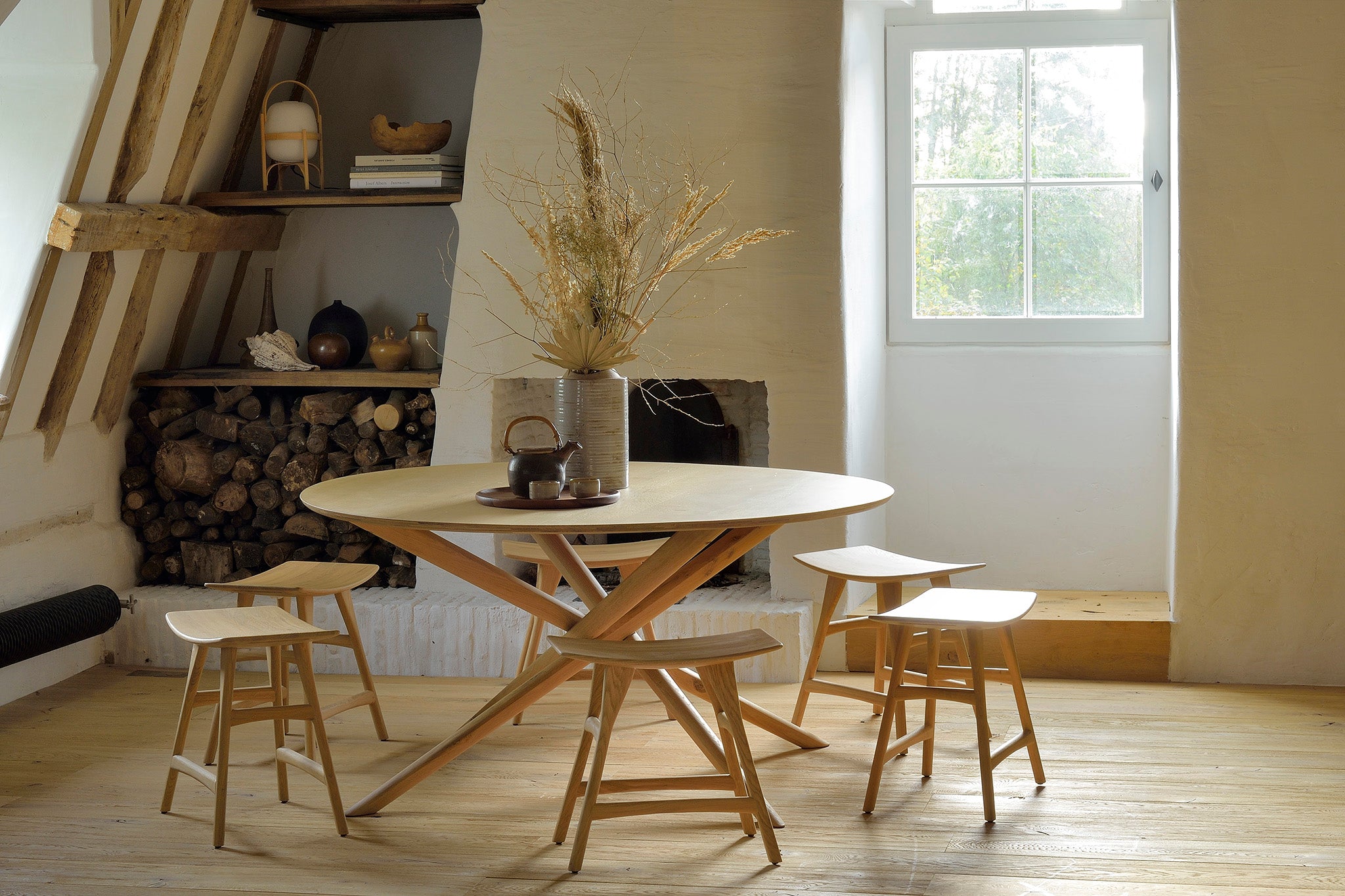 Ethnicraft - Table Mikado ronde - Chêne - D.150
