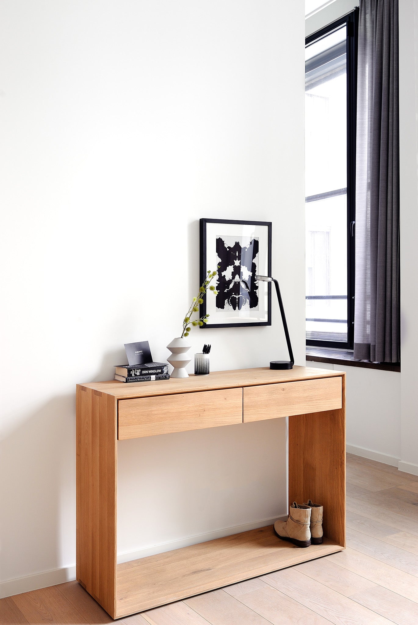 Ethnicraft - Console Nordic - Chêne massif - 2 tiroirs - L.160 x 40 x H.85