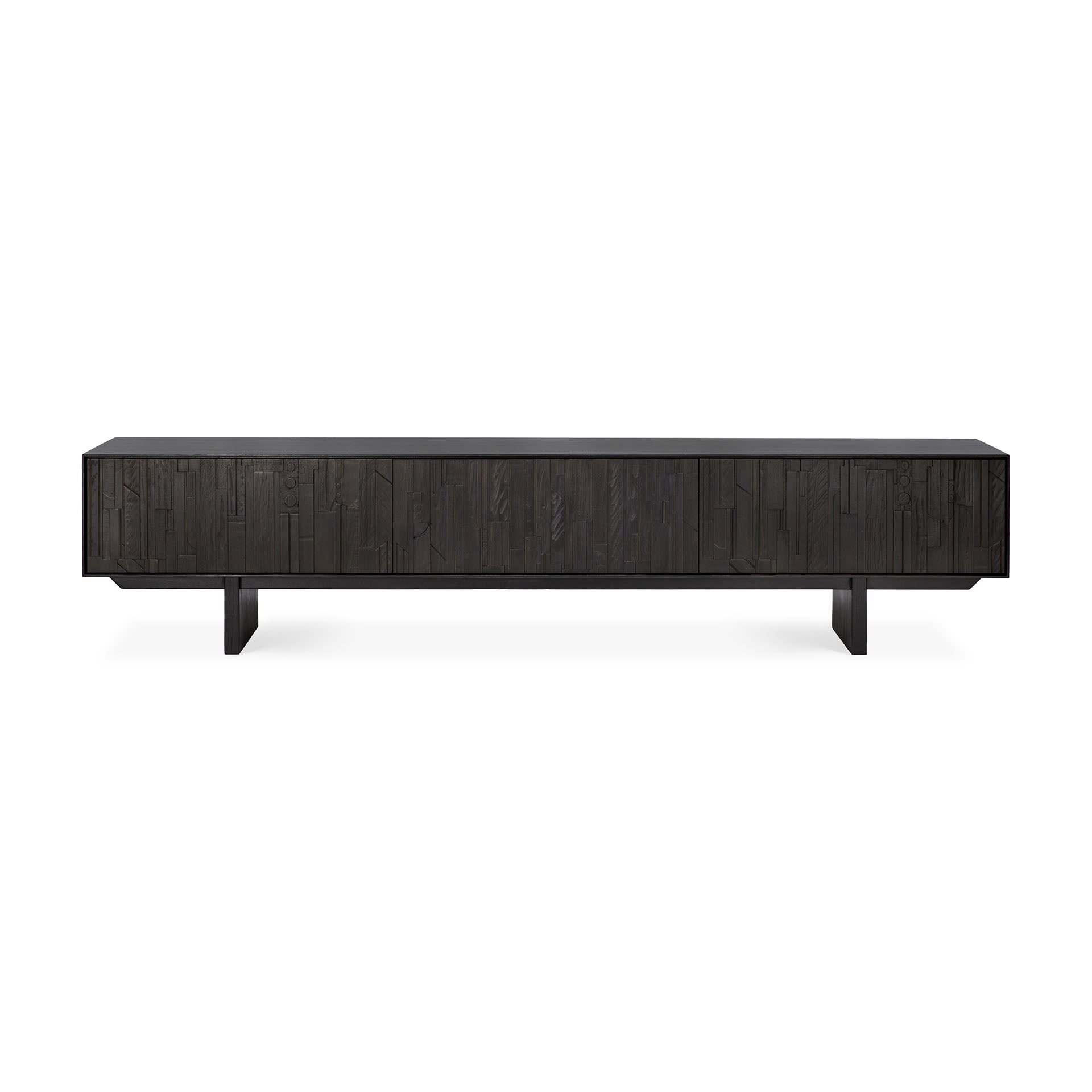 Ethnicraft - Meuble TV Mosaic - Teck - 2 tiroirs 1 abattant - 242 x 45 x H53