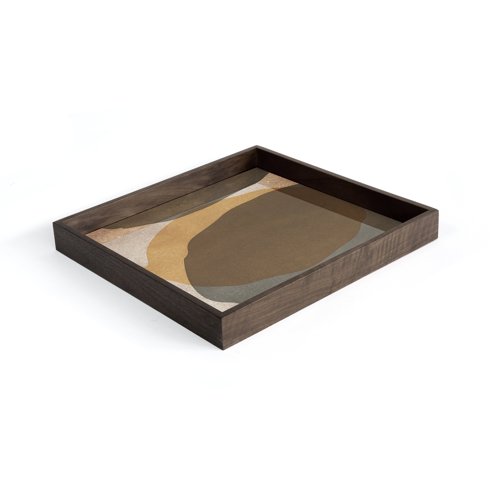 Ethnicraft - Plateau carré en verre - Overlapping Dots "Cinnamon" - S - 38 x 38 x H4