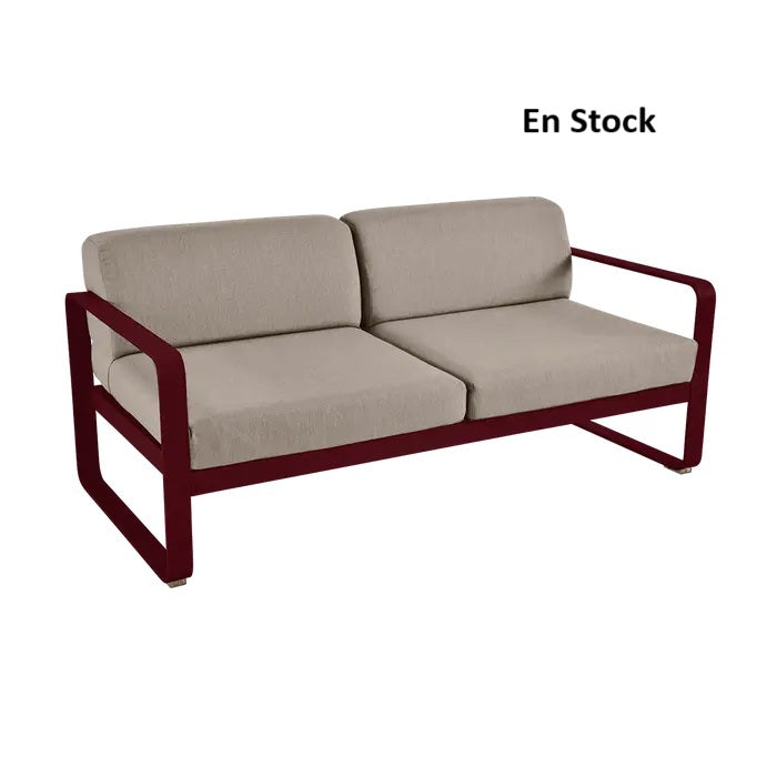 Fermob - Bellevie - Canapé 2 places - Cerise Noire - Coussins Taupe (En stock)