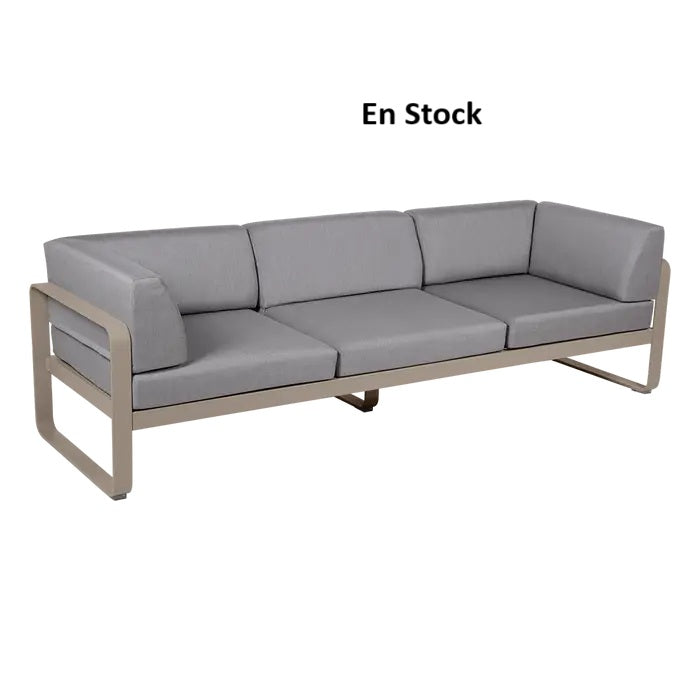 Fermob - Bellevie - Canapé 3 places - Muscade - Coussins Gris Flanelle (En stock)
