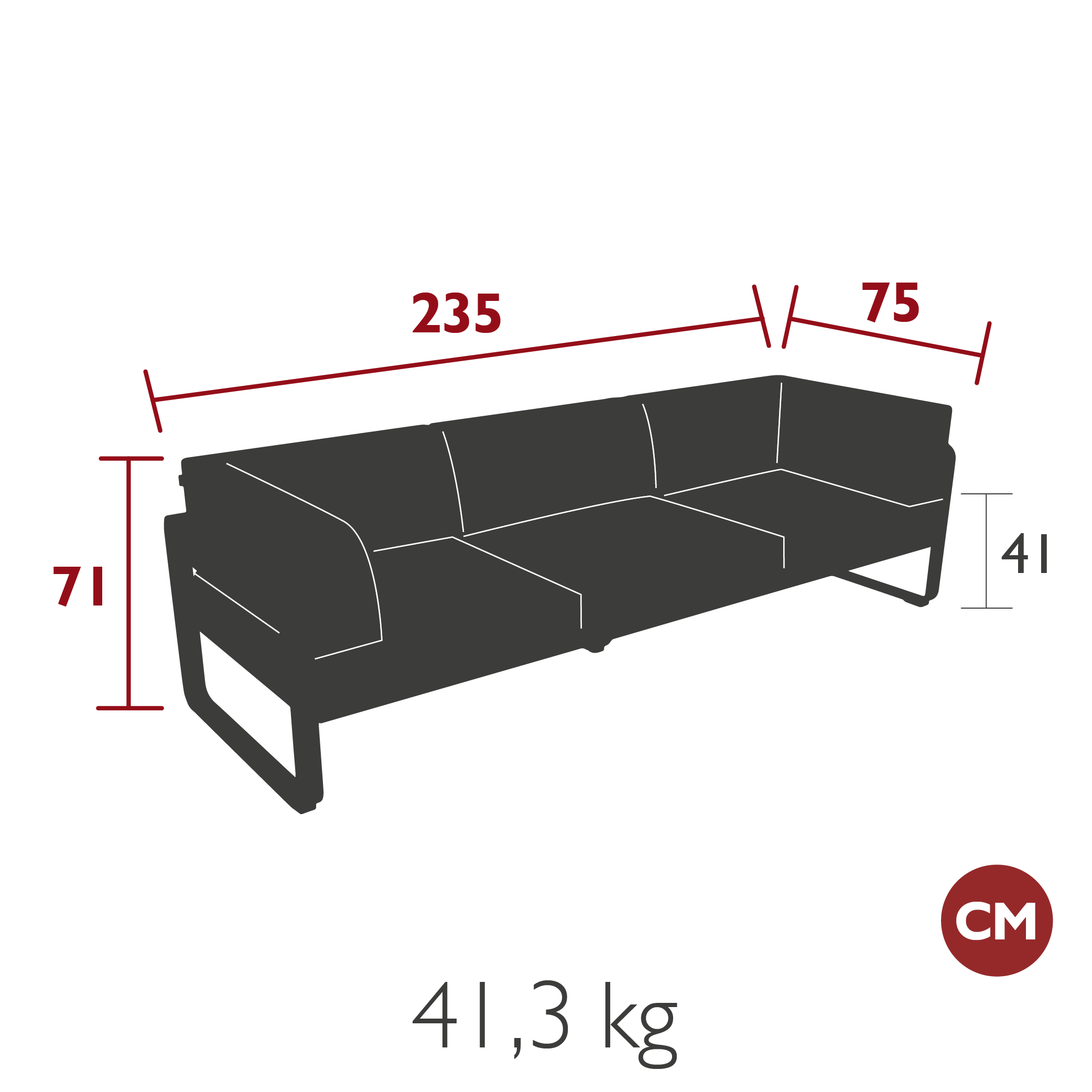 Fermob - Bellevie - Canapé 3 places - Muscade - Coussins Gris Flanelle (En stock)