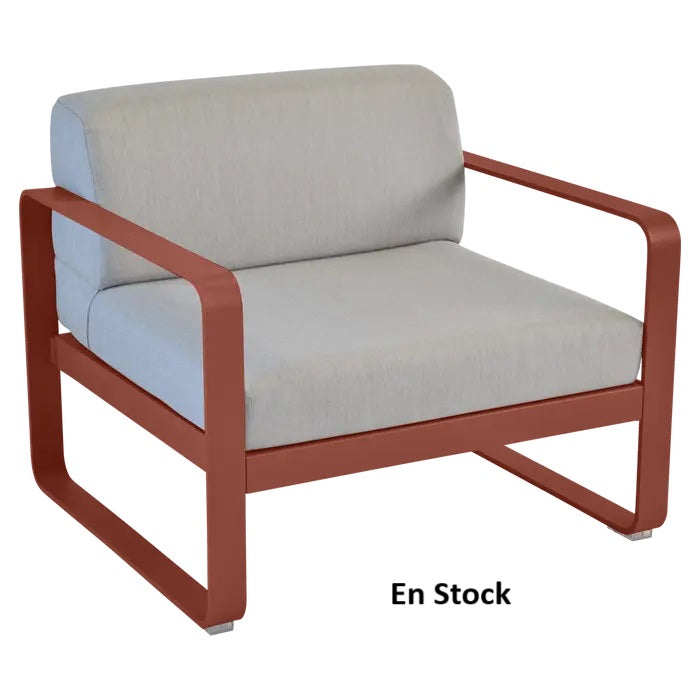 Fermob - Bellevie - Canapé (Fauteuil) - Ocre Rouge - Coussins gris flanelle (En stock)