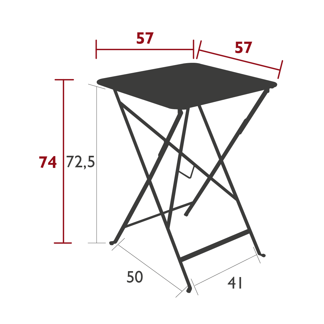 Fermob - Bistro - Table - 57 x 57 x H74 - Acier - Gris Orage (En stock)