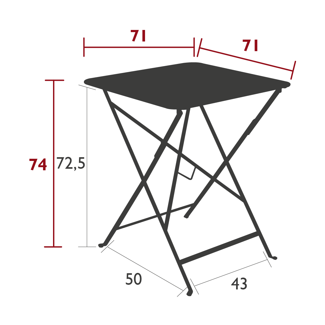 Fermob - Bistro - Table - 71 x 71 x H74 - Acier - Réglisse (En stock)