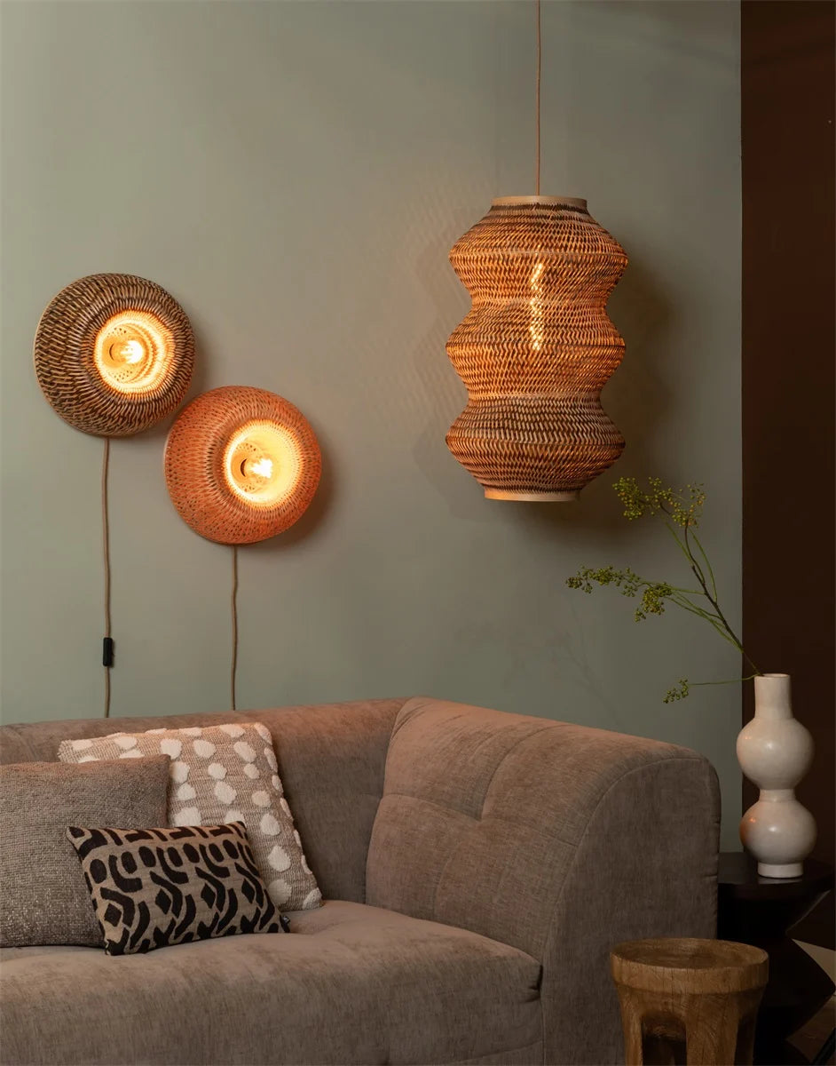 GOOD&MOJO - Applique Murale Barbados - Naturel ou Naturel/Brun - Diamètre 35 x H. 17