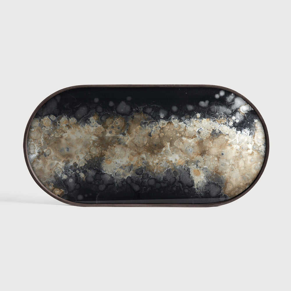 Ethnicraft - Plateau oblong en verre - Organic Black - taille M - 71 x 36 x H3