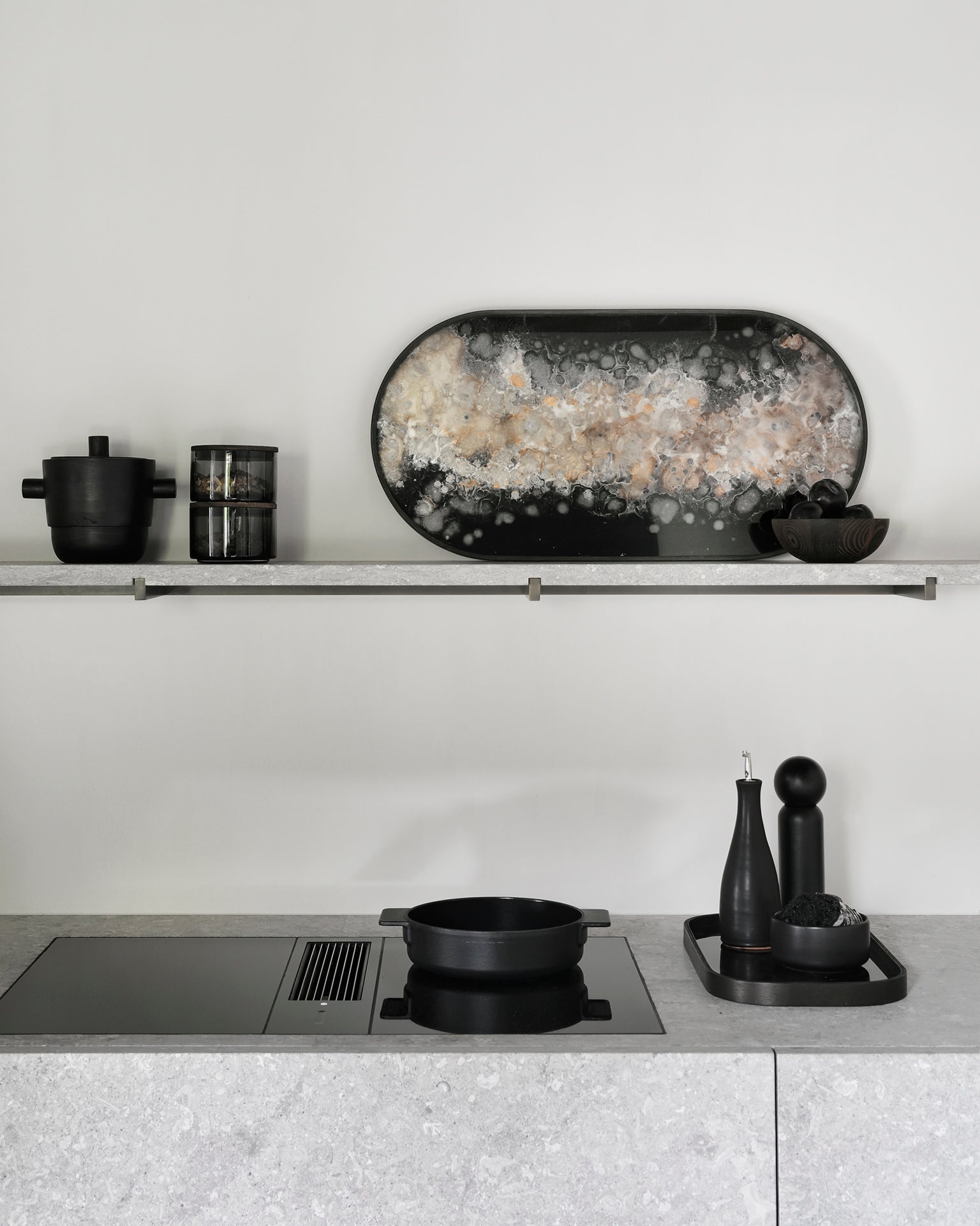 Ethnicraft - Plateau oblong en verre - Organic Black - taille M - 71 x 36 x H3