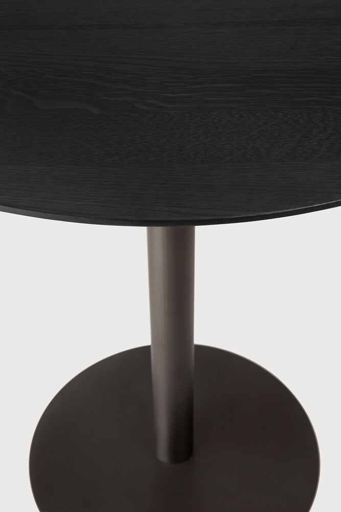 Ethnicraft - Table Blend ronde - Chêne Massif Noir Verni - Diam. 70 x H76