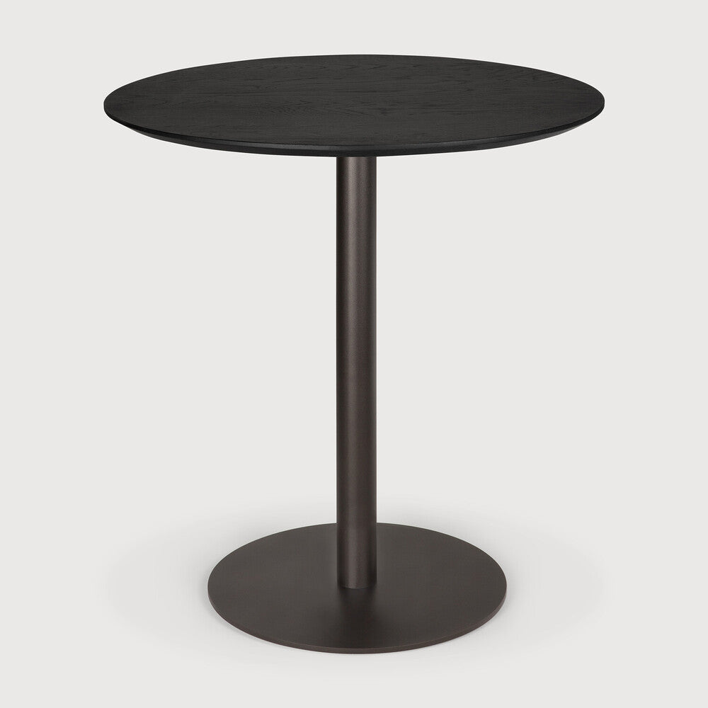 Ethnicraft - Table Blend ronde - Chêne Massif Noir Verni - Diam. 70 x H76