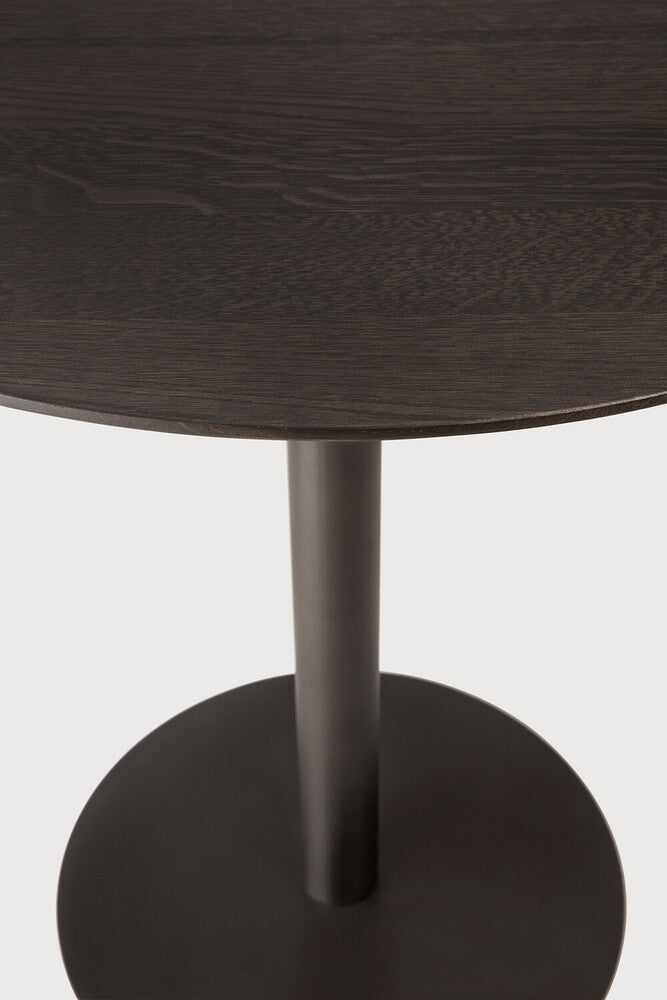 Ethnicraft - Table Blend ronde - Chêne Massif Brun Verni - Diam. 70 x H76