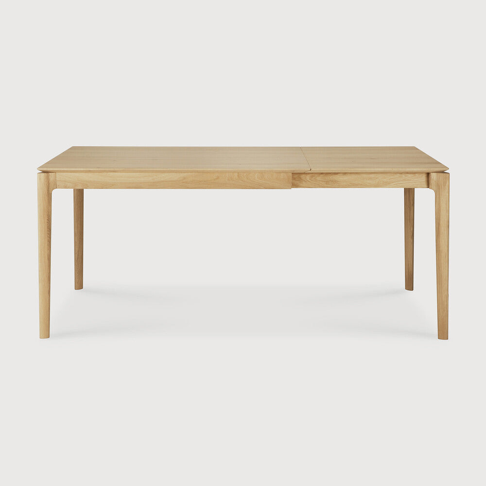 Ethnicraft - Table Bok - Chêne massif verni - Avec allonges - 120/180 x 90 x H76
