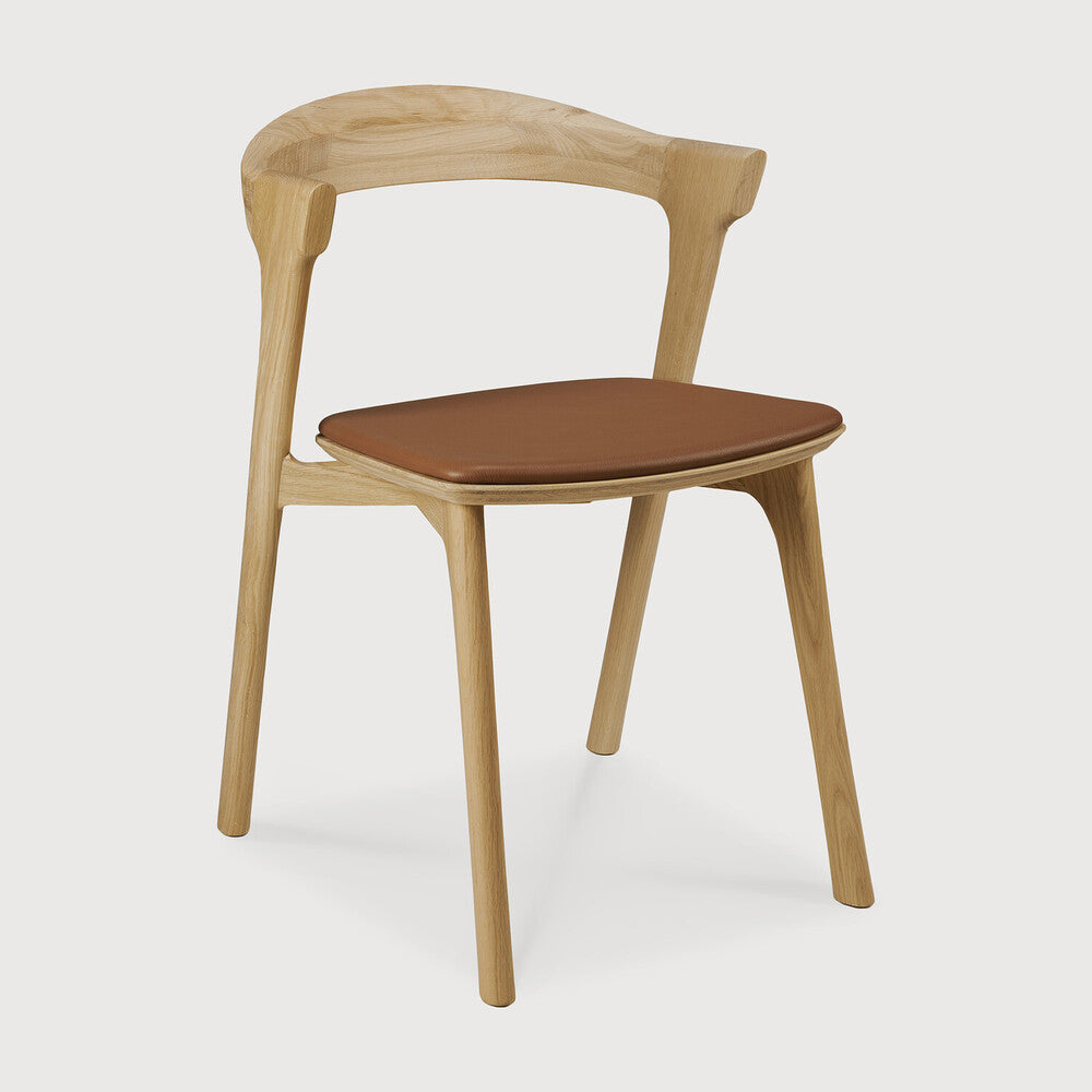 Ethnicraft - Chaise Bok - Chêne verni - Assise cuir cognac