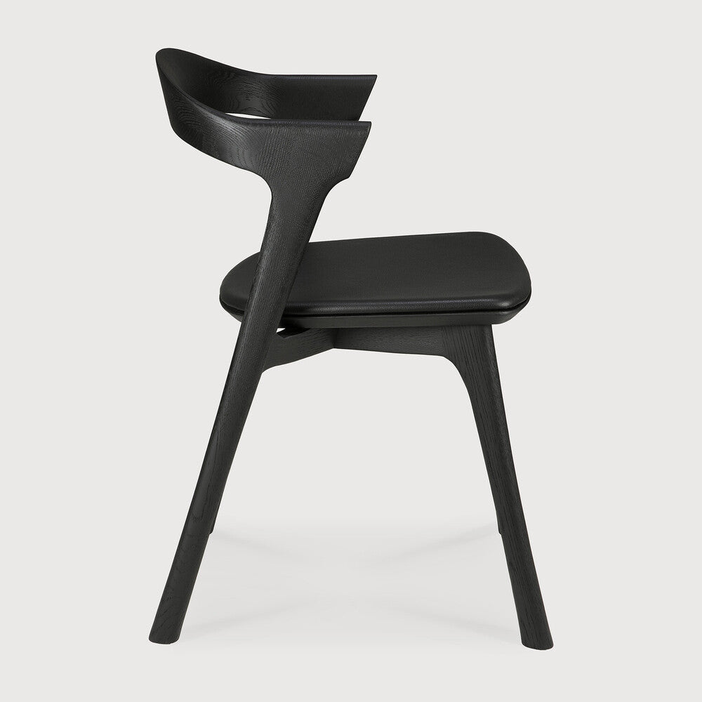 Ethnicraft - Chaise Bok - Chêne noir verni - Assise Cuir Noir