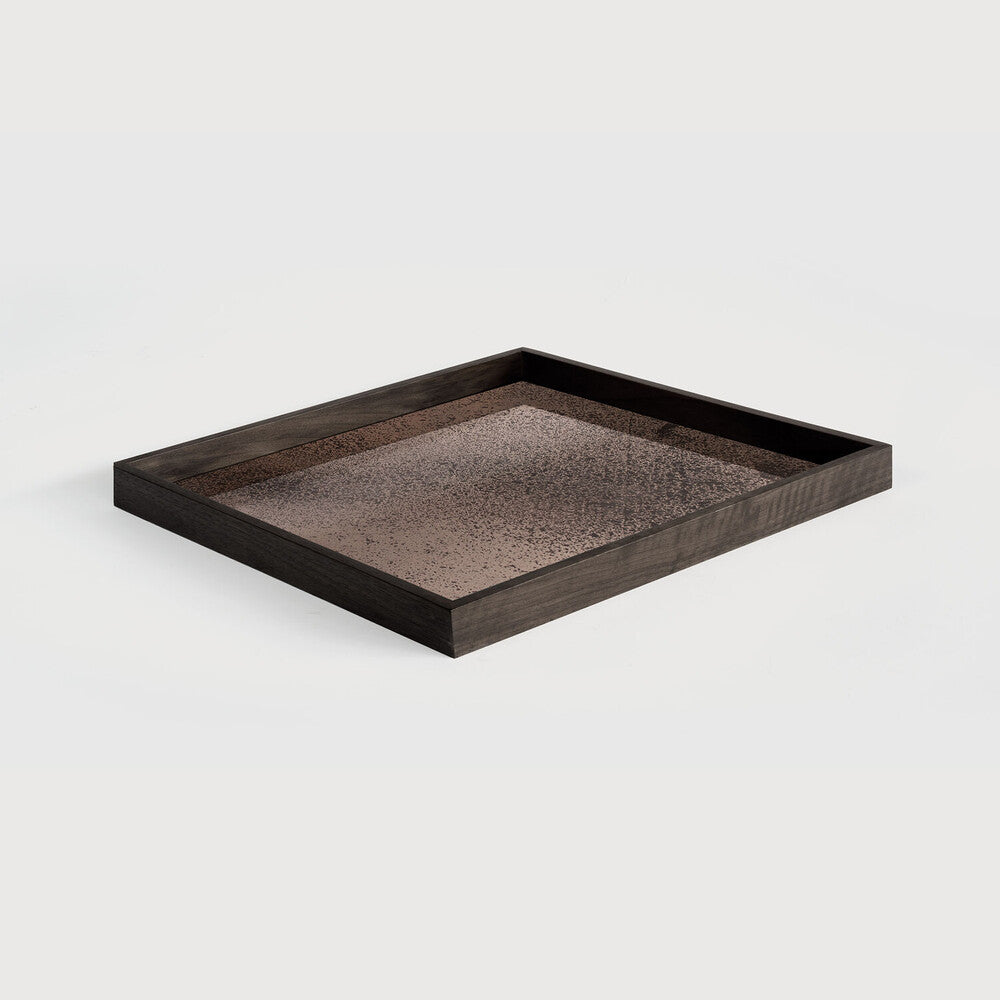 Ethnicraft - Plateaux carrés en Miroir "Bronze Aged" - taille L - 51 x 51 x H4