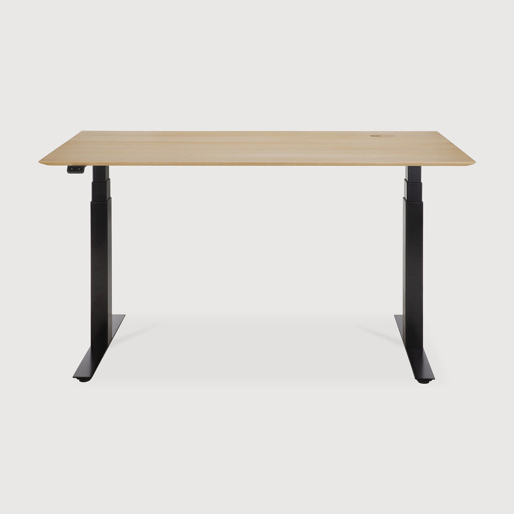 Ethnicraft - Bureau ajustable Bok - chêne massif - 160 x 80 x H.64/130 (Hauteur réglable)