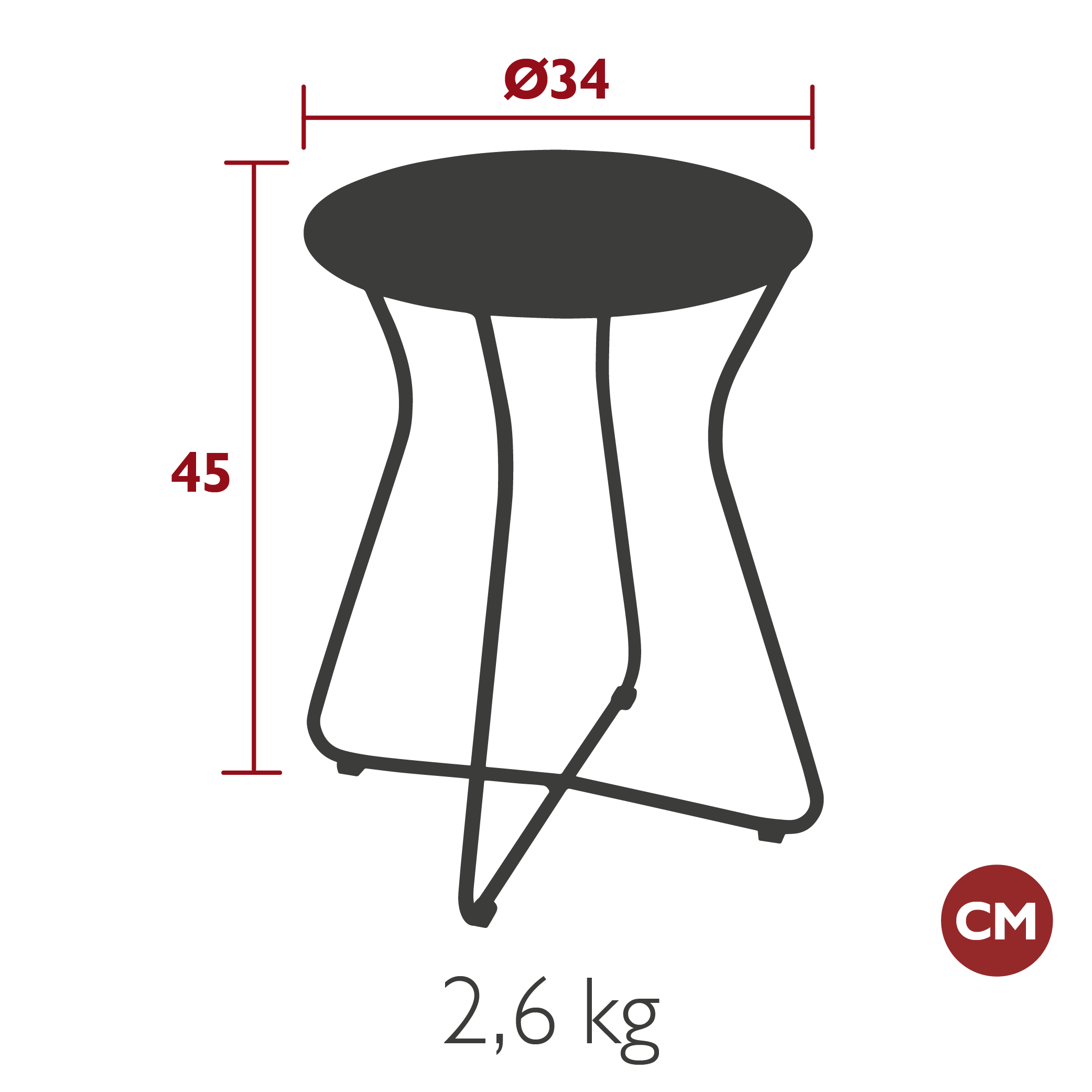 Fermob - Cocotte - Tabouret Hauteur 45 - Tonka
