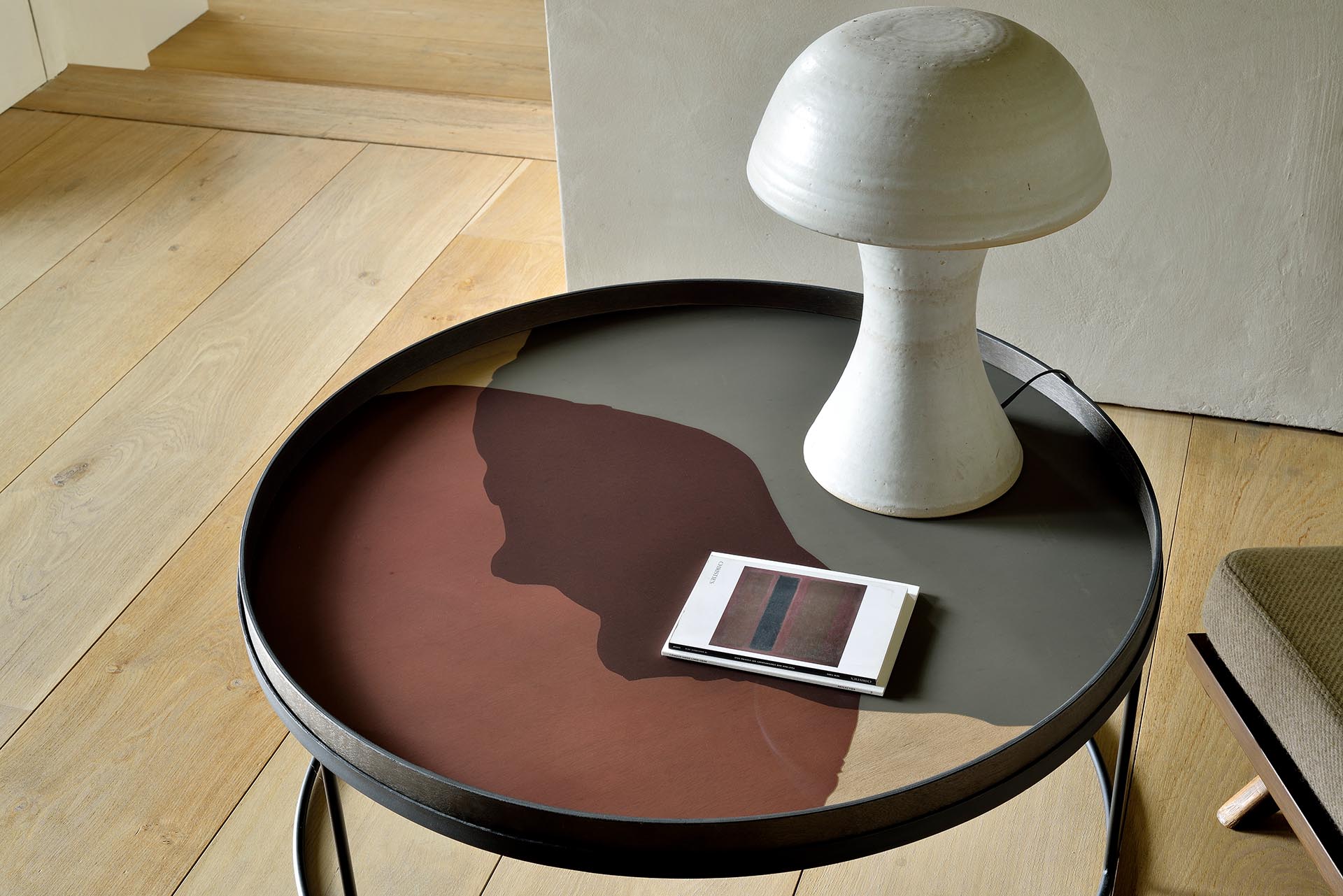 Ethnicraft - Plateau Combinated Dots Pinot - Glass - rond - XL - Diamètre 92 x H4