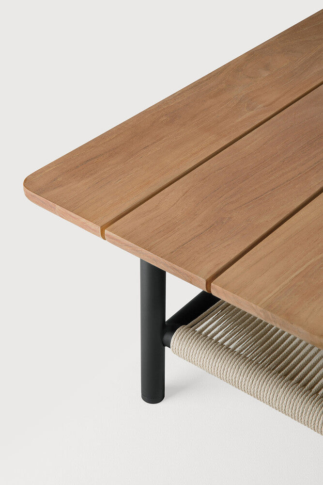 Ethnicraft - Outdoor - Table basse Corbey - Aluminium, Teck et Corde - dimensions : 80 x 80 x H 33