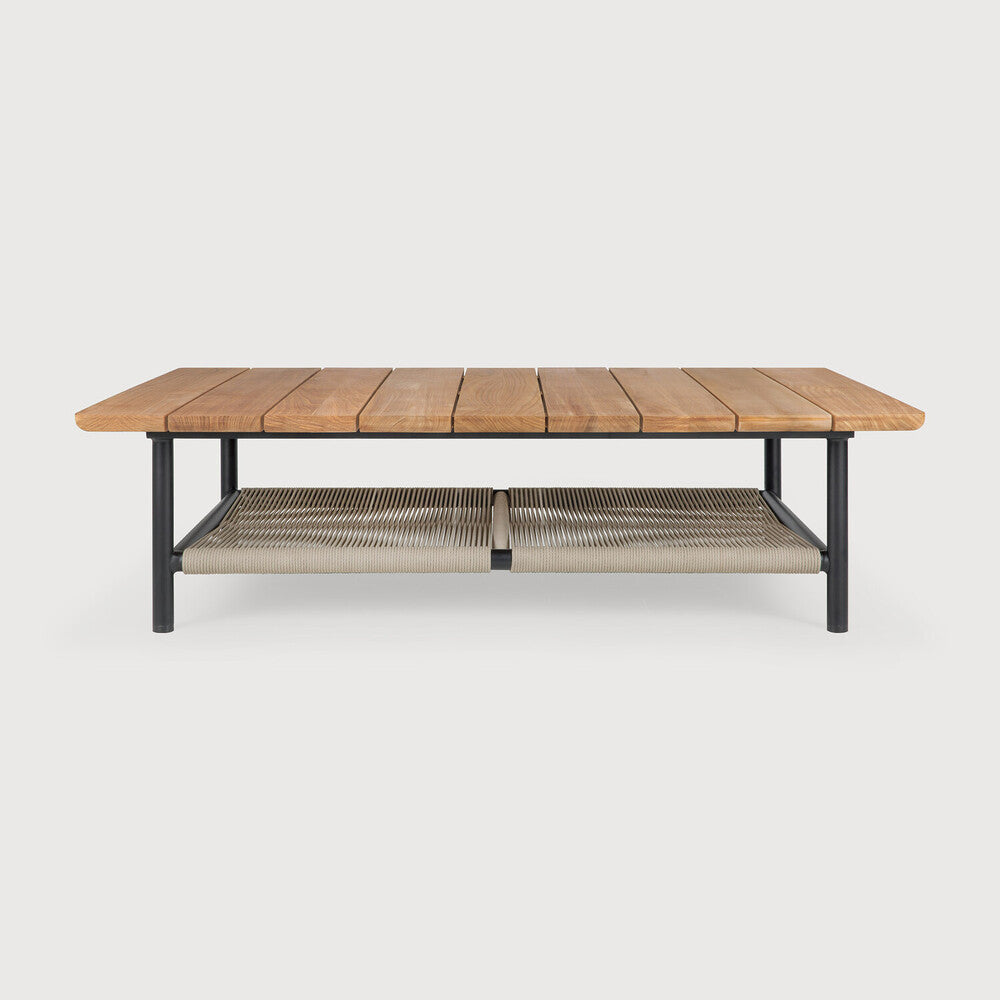 Ethnicraft - Outdoor - Table basse Corbey - Aluminium, Teck et Corde - dimensions : 120 x 80 x H 33
