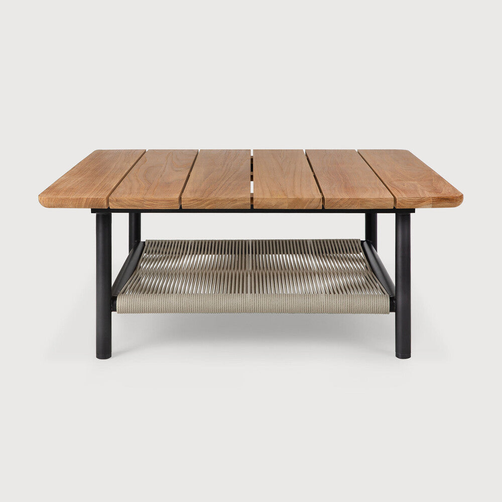 Ethnicraft - Outdoor - Table basse Corbey - Aluminium, Teck et Corde - dimensions : 80 x 80 x H 33