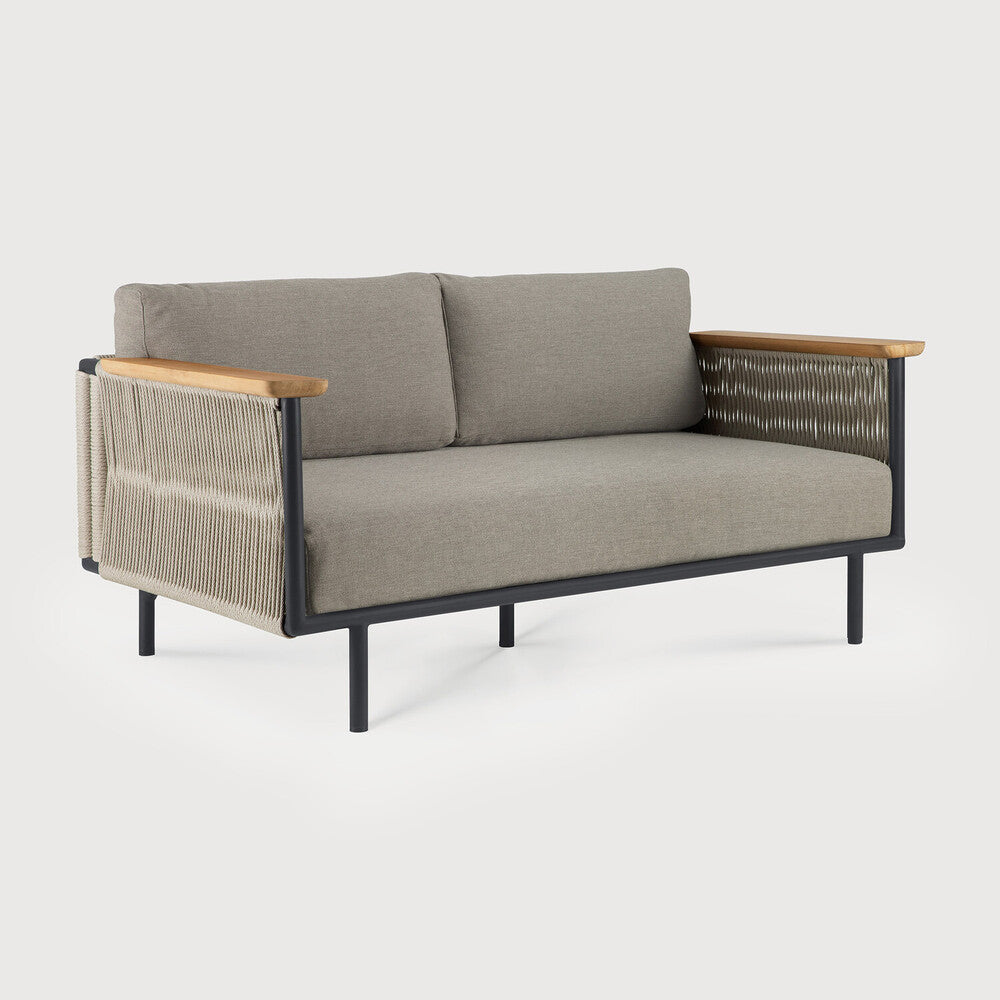 Ethnicraft - Outdoor - Canapé deux places Corbey - Aluminium Noir - Tissus Silt ou Oyster