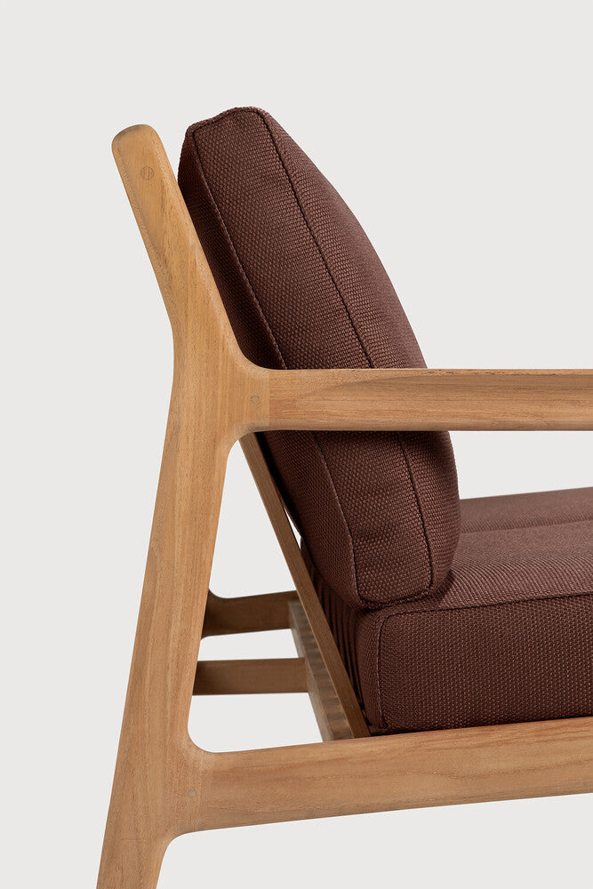 Ethnicraft - Outdoor - Canapé Jack - Teck - 3 places - Tissu Bourgogne - 265 x 90 x H73