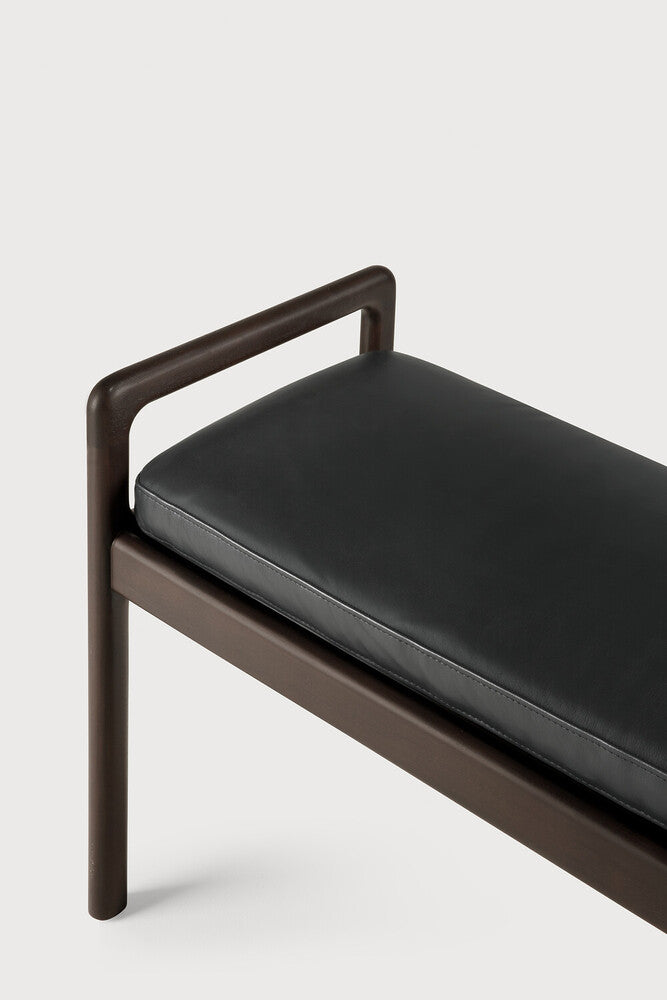 Ethnicraft - Banc Jack - Acajou verni - coussin Cuir Noir