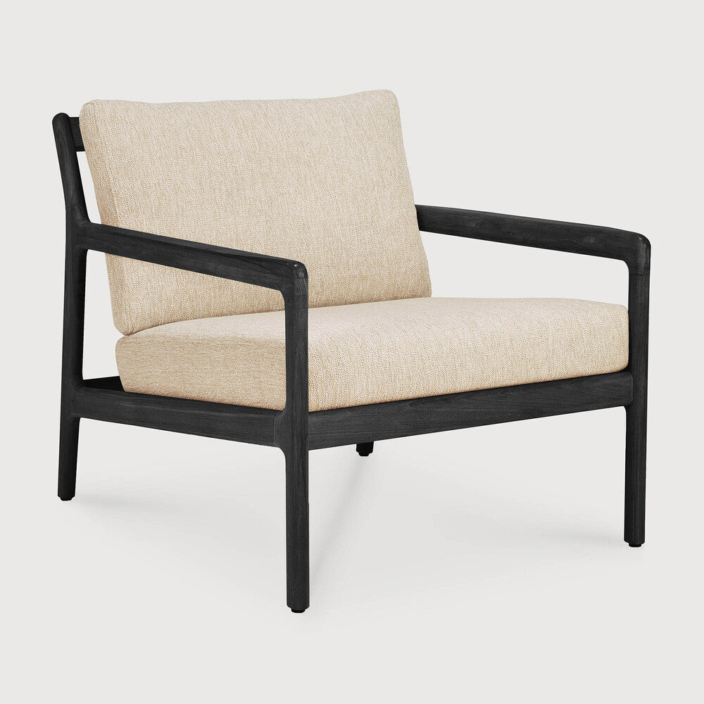 Ethnicraft - Outdoor - Fauteuil Jack - Teck Noir - Tissus Off White, Natural ou Mocha
