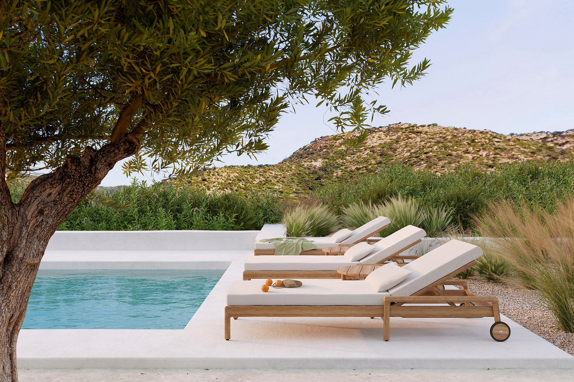 Ethnicraft - Outdoor - Chaise-longue inclinable Jack en teck  - (Off White ou Natural ou Mocha)