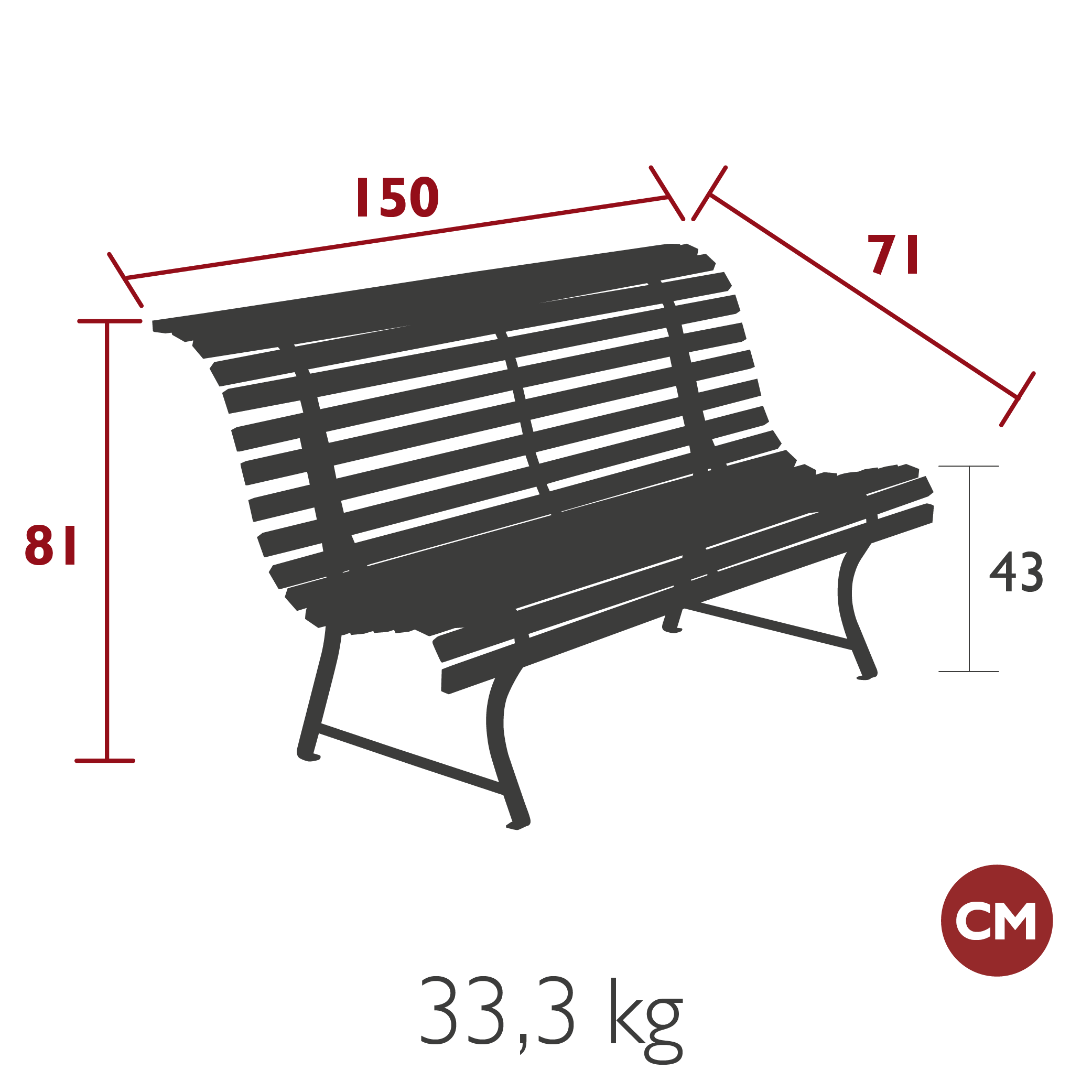 Fermob - Louisiane - Banc - 150 cm - Cèdre (En stock)