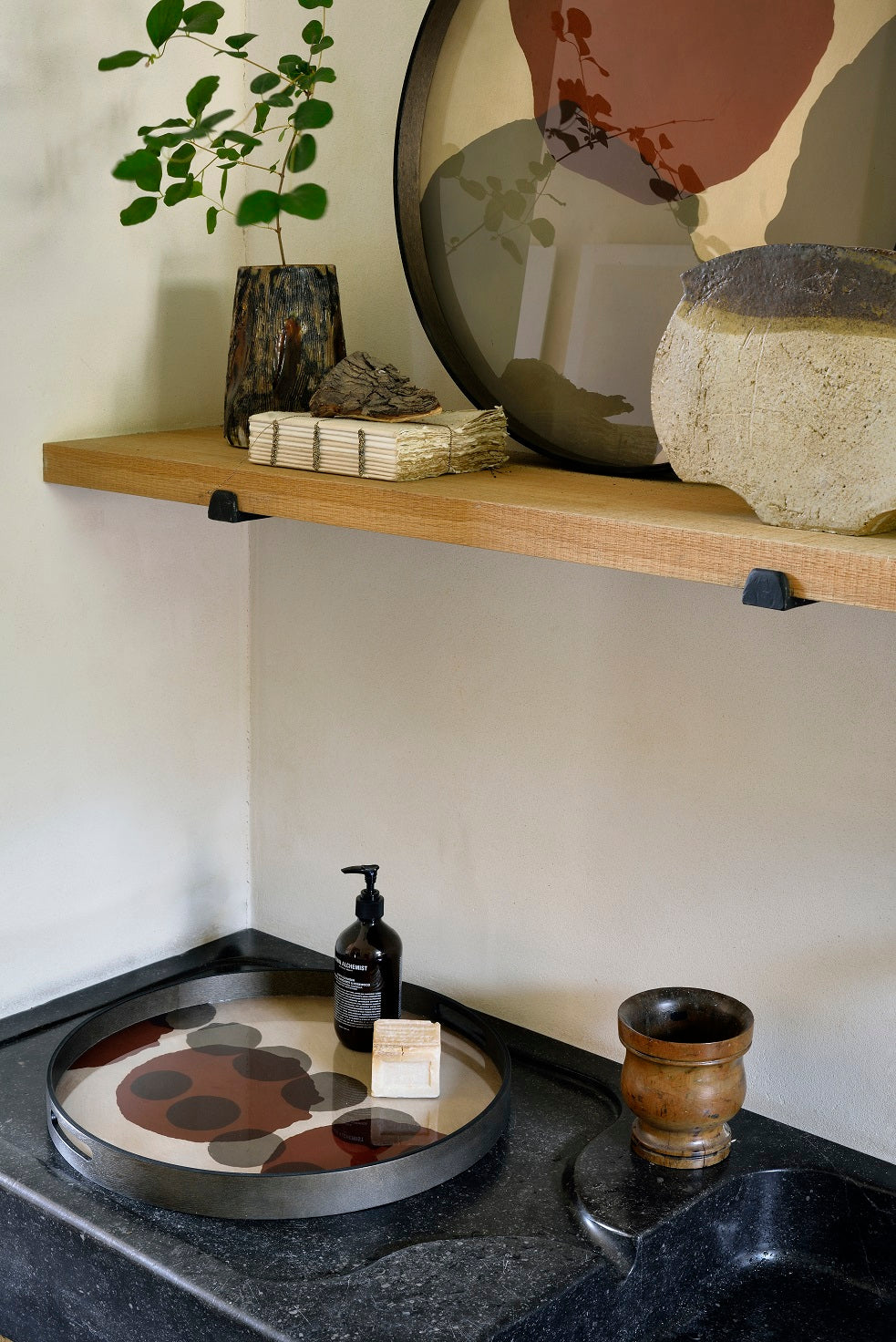 Ethnicraft - Plateau Layered Dots Glass - round - S - 48 x 48 x H4