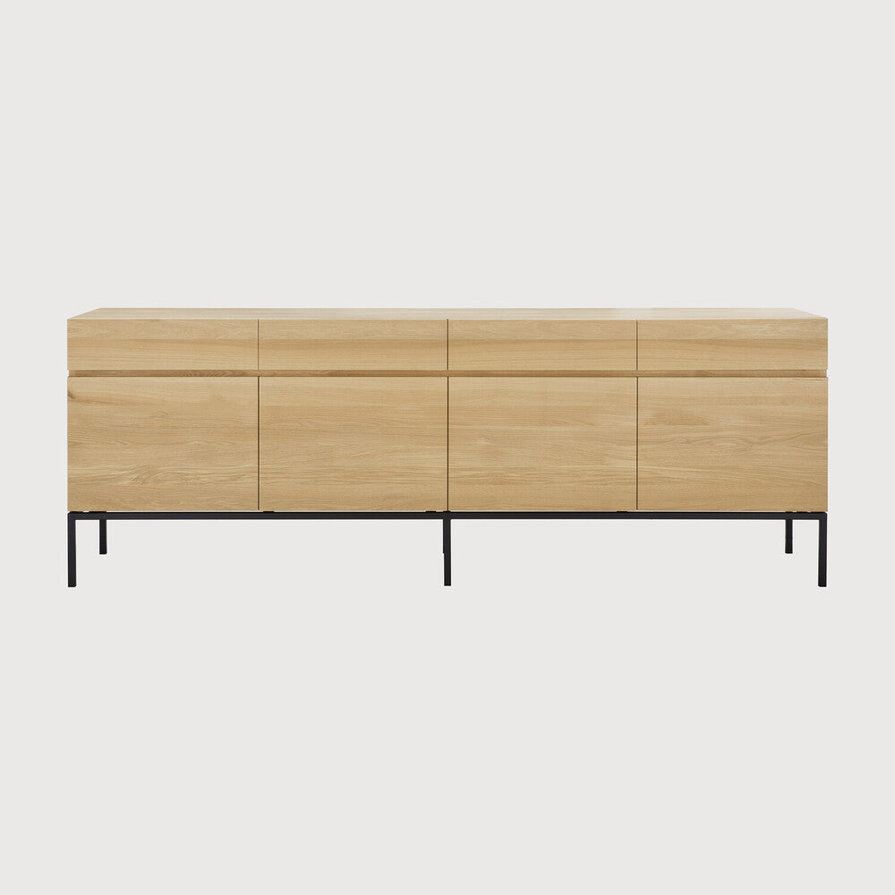 Ethnicraft - Buffet Ligna - Chêne massif - 4 portes 4 tiroirs - L.220 X 45 x H.78
