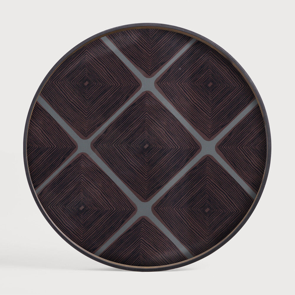 Ethnicraft - Plateau Linear Square Slates Glass - rond - XL - Diamètre 92 x H4