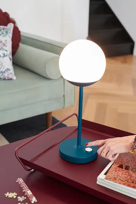 Fermob - INDOOR - Lampe MOOON! MAX - H41 - Bleu Acapulco - Diffuseur en Verre