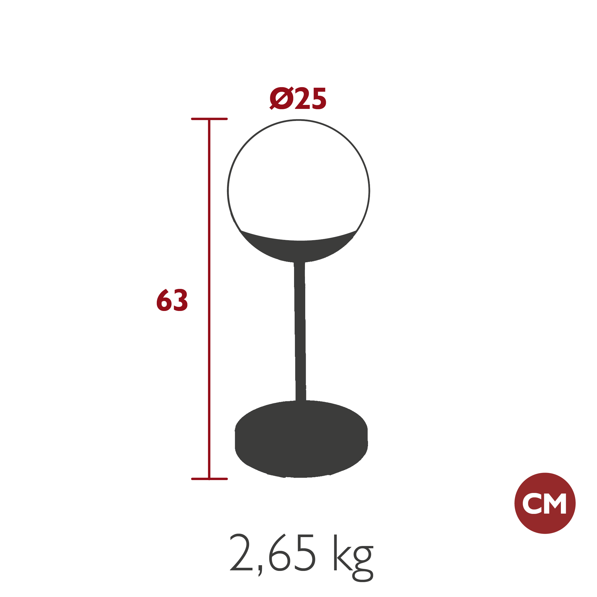 Fermob - Lampe MOOON! - Hauteur 63 Cm - Cerise Noire