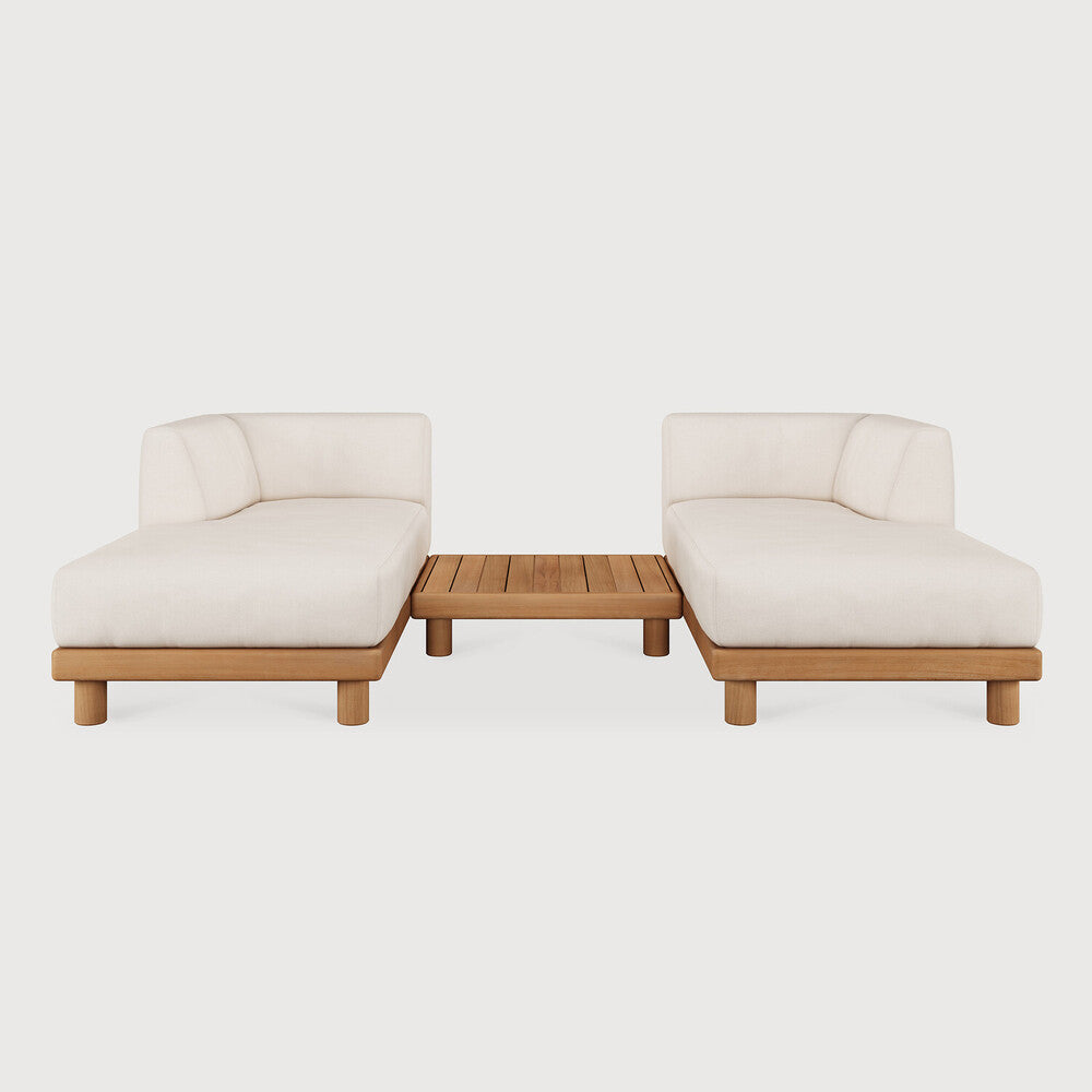 Ethnicraft - Outdoor - Monocle - Canapé modulaire - Deux Bench et une Table basse