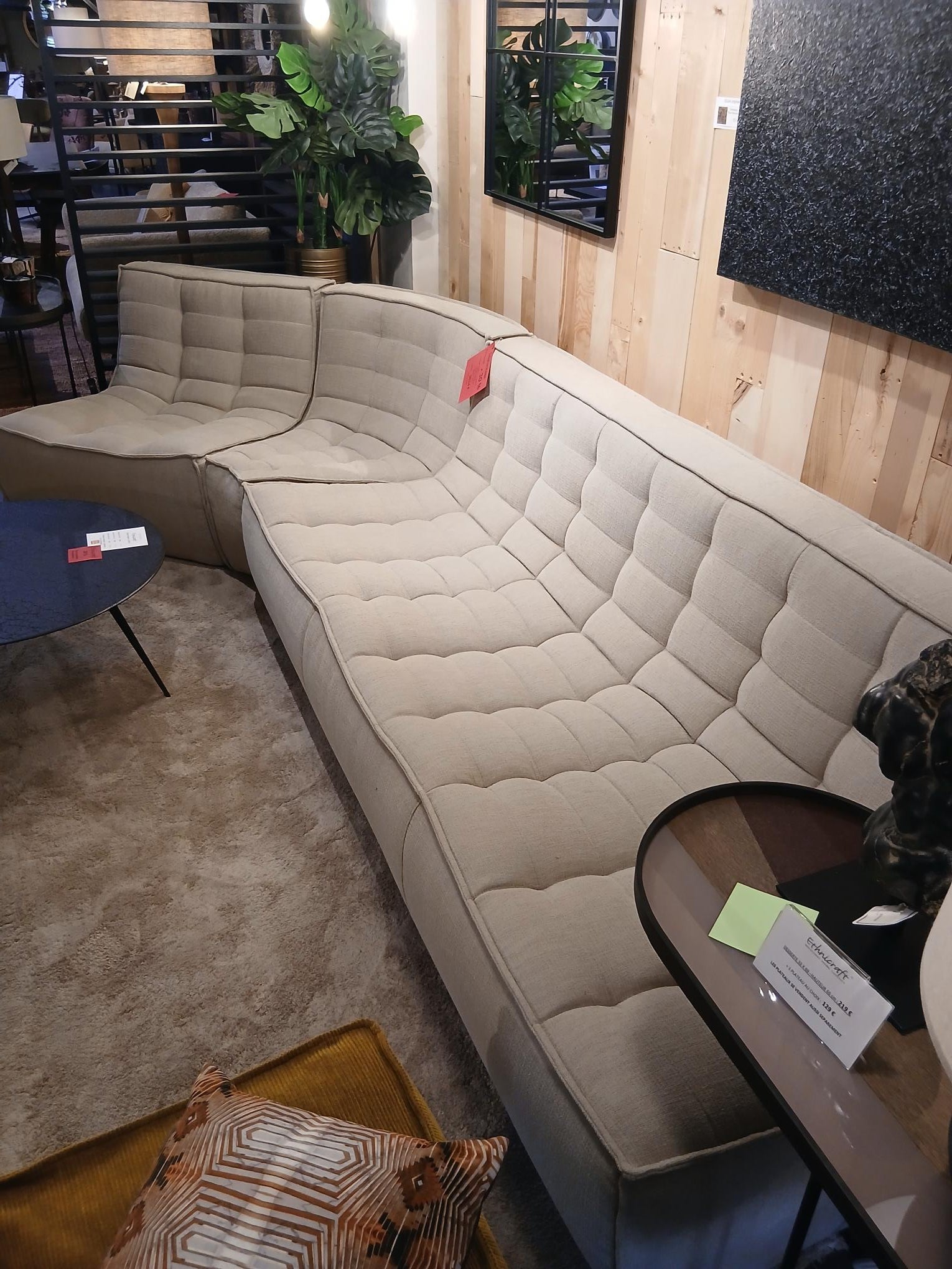 Ethnicraft - Canapé N701 - 3 places + Coin 45° + 1 place - Modèle d'Exposition (-30%)