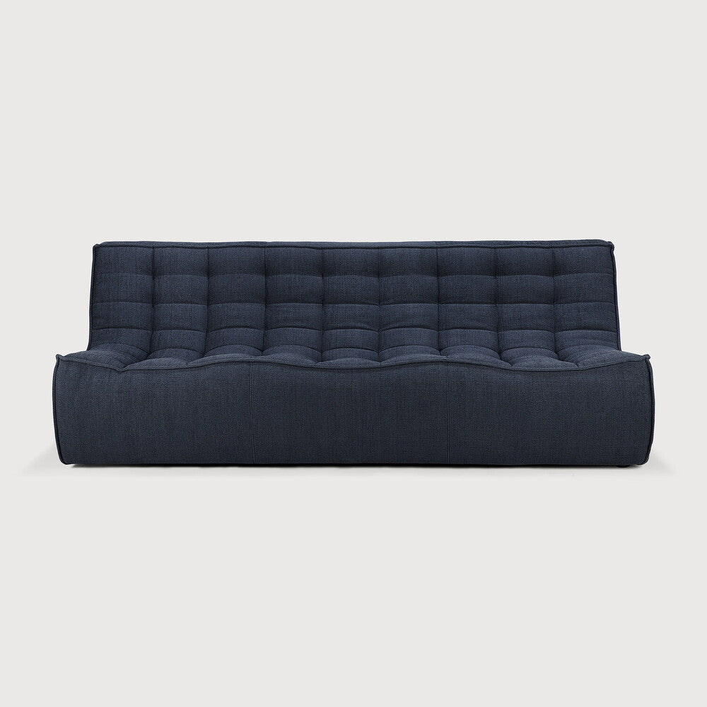 Ethnicraft - Canapé N701 - 3 places - Tissu éco : Moss/Graphite/Ecru - 210 x 91 x H43/76